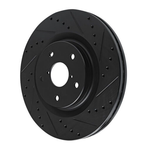 Alternative view of R1 Concepts for 20-25 Subaru Crosstrek Front Right Drilled & Slotted Black Brake Rotor