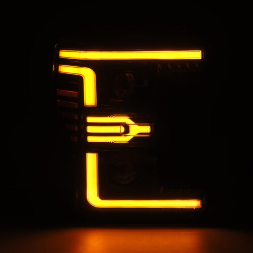 Alternative view of AlphaRex 17-19 Ford F-250/350/450/550 Super Duty LUXX-Series LED Proj Headlights Alpha-Blk SS/SBDRL