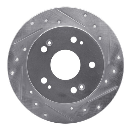 R1 Concepts for 06-15 Honda Civic Si Rear Right Drilled & Slotted Silver Brake Rotor