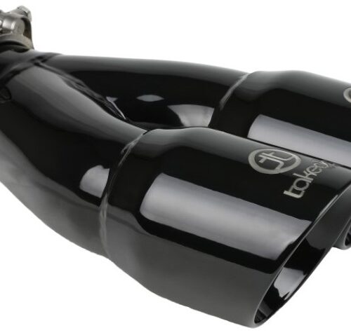 aFe Power Takeda 2.5in 304 Stainless Steel Clamp-on Exhaust Tip 2.5in Inlet 3in Dual Outlet - Black