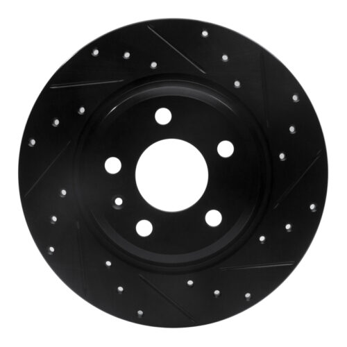 R1 Concepts for 09-25 Audi A4 Rear Right Drilled & Slotted Black Brake Rotor