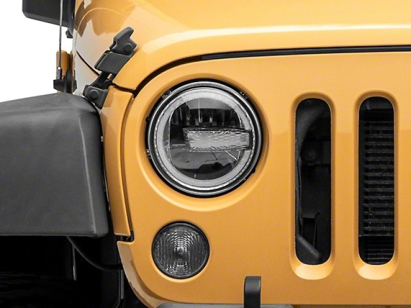 Raxiom for 1997-2018 Jeep Wrangler TJ/JK 7-Inch LED Headlights w/ Halos- Black Housing (Clear Lens) - Image 2