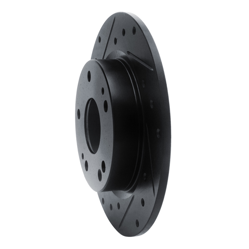 R1 Concepts for 2016-2025 Honda Civic Coupe Rear Left Drilled & Slotted Black Brake Rotor - Image 2