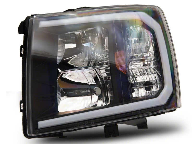 Raxiom for 2007-2013 Chevrolet Silverado 1500 Axial Series Headlights w/ LED Bar- Black Housing (Clear Lens) - Image 5