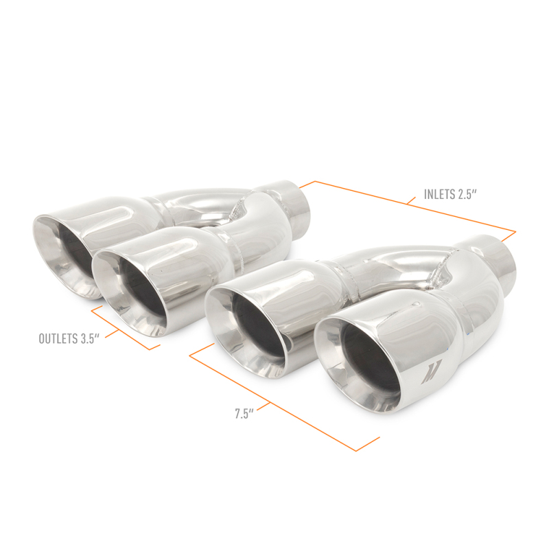 Mishimoto Universal Steel Muffler Tip 2.5in Inlet Dual Y Polished - Image 2