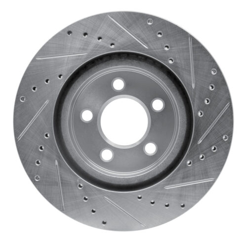 R1 Concepts for 09-23 Dodge Challenger Front Left Drilled & Slotted Silver Brake Rotor - Image 5