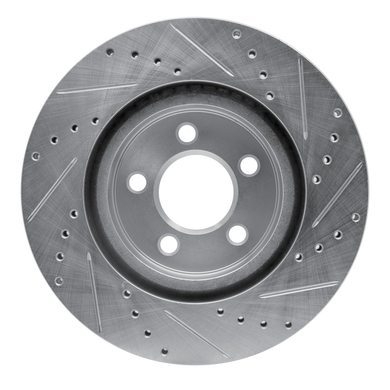 R1 Concepts for 09-23 Dodge Challenger Front Left Drilled & Slotted Silver Brake Rotor - Image 5