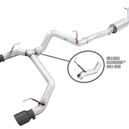 AWE Tuning Exhaust w/Diamond Black Tips & Bash Guard for 2021+ Ford Bronco 0FG Dual Rear Exit