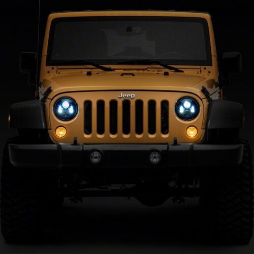 Raxiom for 2007-2018 Jeep Wrangler JK 7-In LED Headlights- Blue Housing- Clear Lens - Image 8