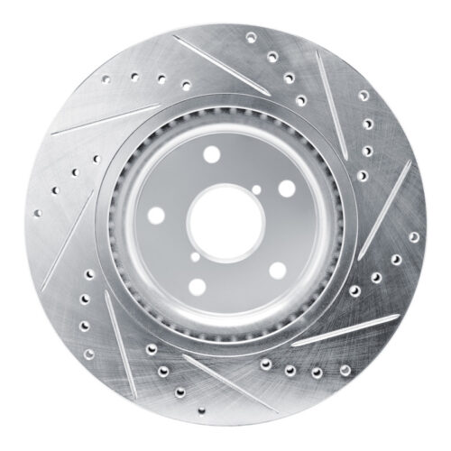R1 Concepts for 2020-2025 Subaru WRX Front Left Drilled & Slotted Silver Brake Rotor - Image 5