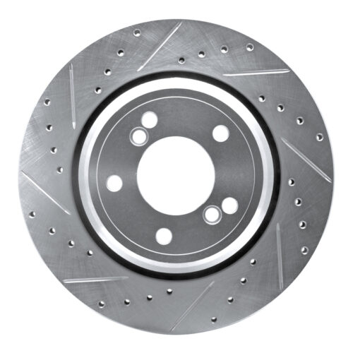 R1 Concepts for 00-06 BMW M5 Rear Left Drilled & Slotted Silver Brake Rotor