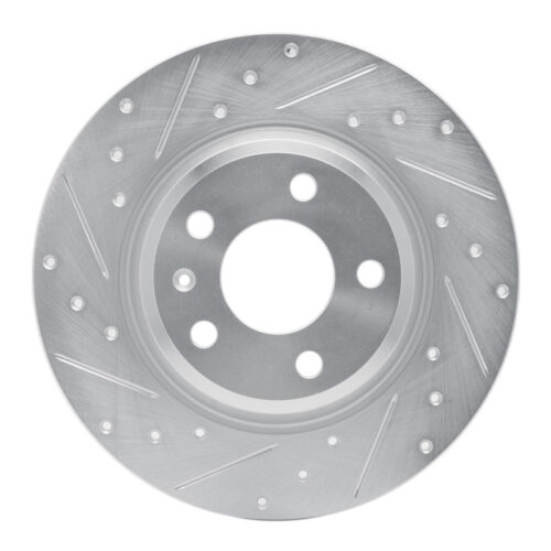 R1 Concepts for 08-25 Audi Q5 (USA/Canada Excl Hybrid) Rear Left Drilled & Slotted Silver Brake Rotor