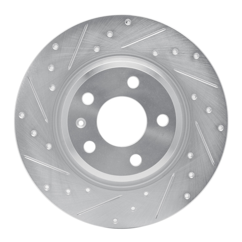 R1 Concepts for 08-25 Audi Q5 (USA/Canada Excl Hybrid) Rear Left Drilled & Slotted Silver Brake Rotor
