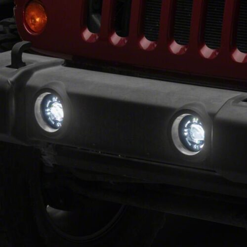 Raxiom for 2007-2018 Jeep Wrangler JK V2 LED Switchback Fog Lights with Amber Turn Signal and Halo Rings - Image 8