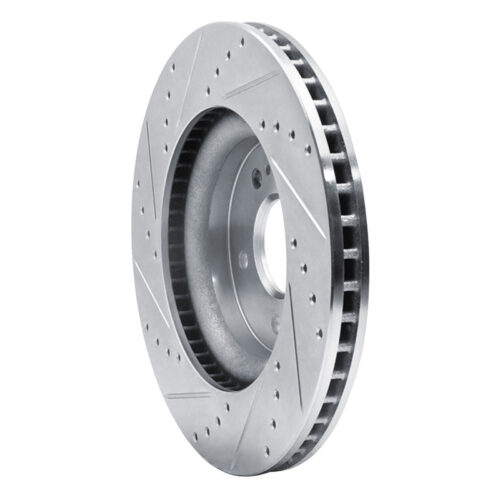 R1 Concepts for 18-23 Genesis G70 Front Right Drilled & Slotted Silver Brake Rotor - Image 4