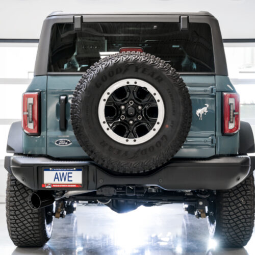 AWE Tuning Exhaust w/Diamond Black Tip & Bash Guard for 2021+ Ford Bronco 0FG Single Rear Exit - Image 4
