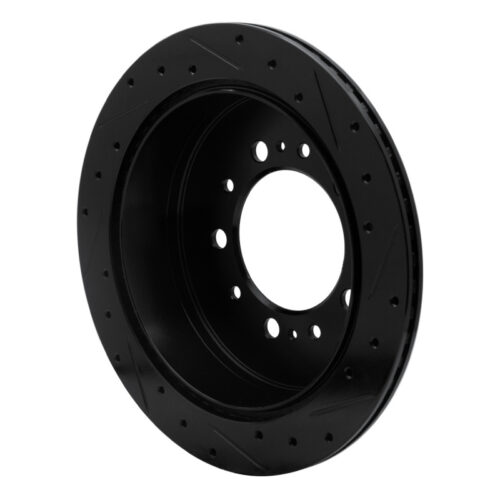 R1 Concepts for 07-22 Lexus LX570 Rear Left Drilled & Slotted Black Brake Rotor - Image 4