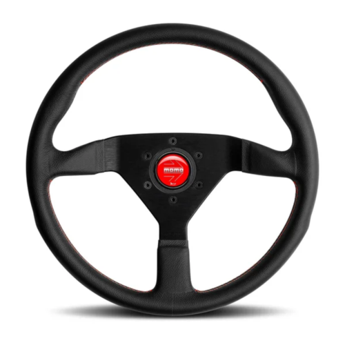 Momo MCL35BK3B Montecarlo Steering Wheel 350 mm - Black Leather/Red Stitch/Black Spokes