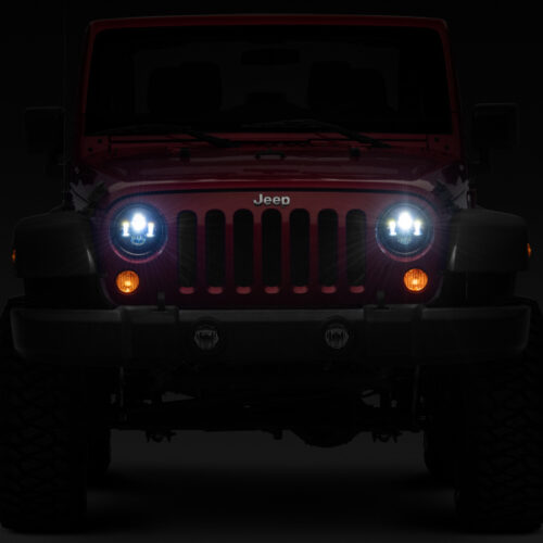 Raxiom for 1997-2018 Jeep Wrangler TJ/JK Axial Series LED Daymaker Headlights- Black Housing (Clear Lens) - Image 10