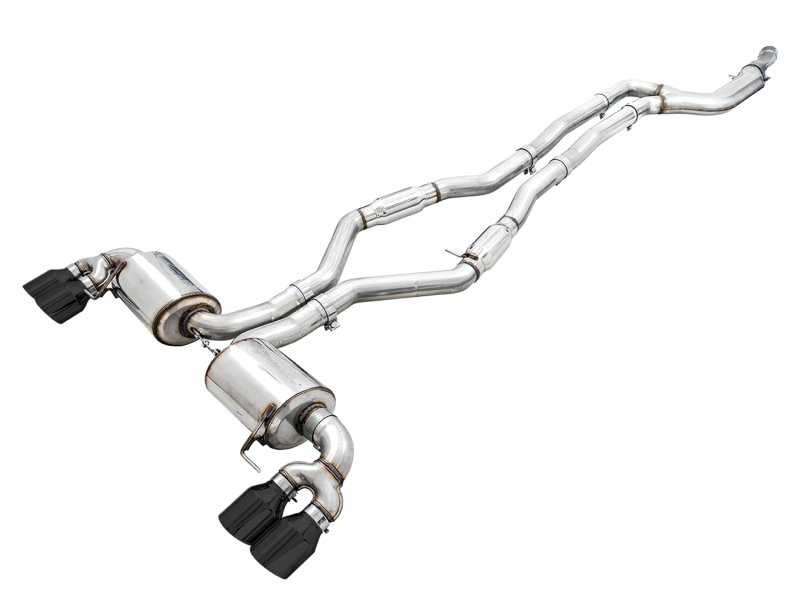 AWE Tuning Touring Edition Exhaust - Quad Diamond Black Tips for 2019+ BMW M340i (G20) Resonated