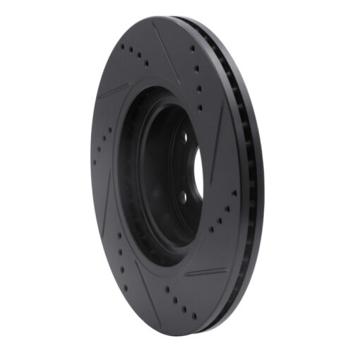 R1 Concepts for 04-25 Scion FR-S Front Left Drilled & Slotted Black Brake Rotor - Image 4