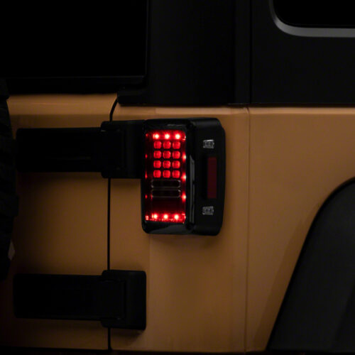 Raxiom for 2007-2018 Jeep Wrangler JK Axial Series LED Tail Lights- Black Housing (Clear Lens)