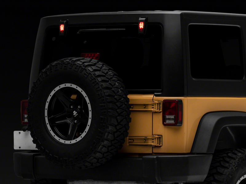 Raxiom for 2007-2018 Jeep Wrangler JK w/ Hard Top Axial Series Rear Window Glass Hinge LED Lights