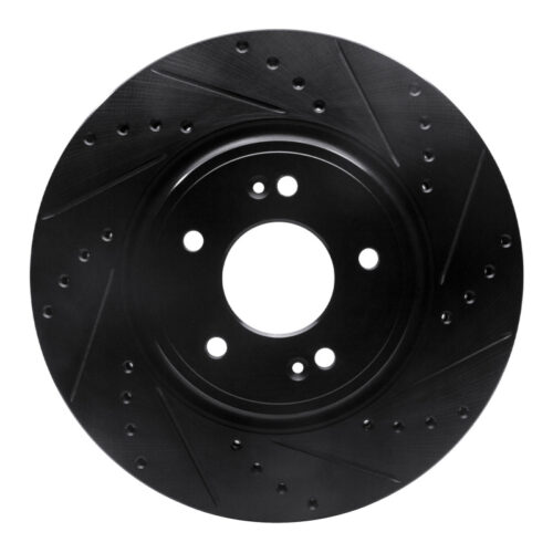 R1 Concepts for 18-23 Genesis G70 Front Right Drilled & Slotted Black Brake Rotor