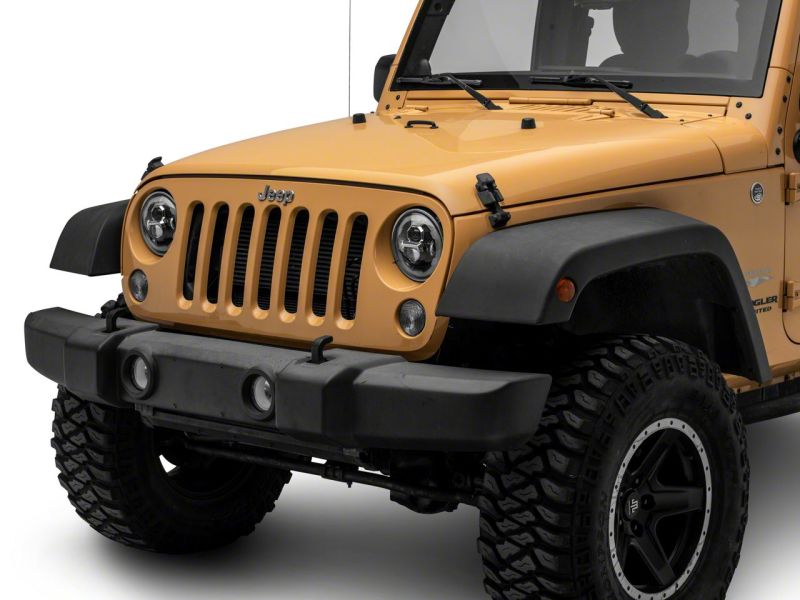 Raxiom for 2007-2018 Jeep Wrangler JK Axial 7-In LED Headlights w/ DRL Turn Signals- Black Housing (Clear) - Image 4