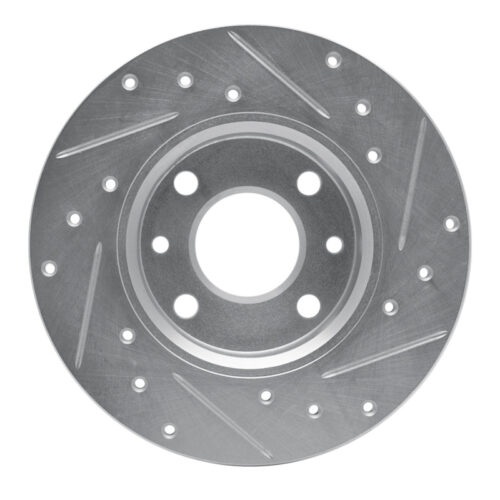 R1 Concepts for 2009-2019 Fiat 500 (USA/Canada) Rear Left Drilled & Slotted Silver Brake Rotor - Image 5