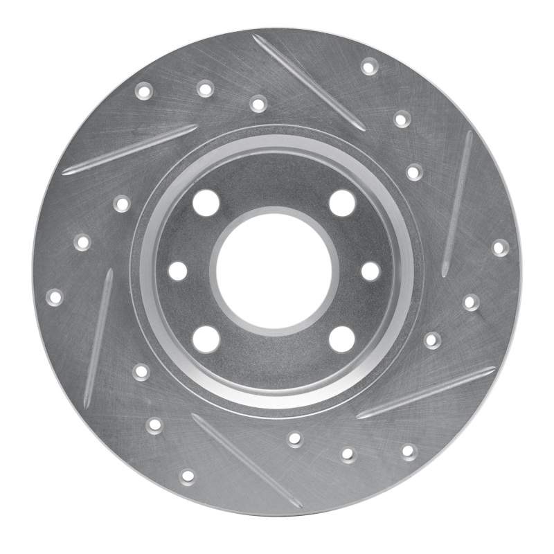 R1 Concepts for 2009-2019 Fiat 500 (USA/Canada) Rear Left Drilled & Slotted Silver Brake Rotor - Image 5