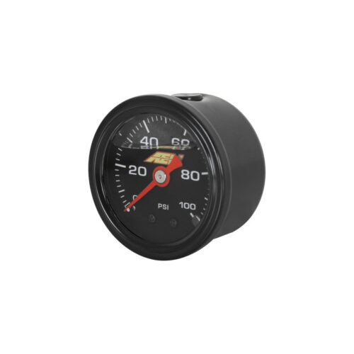 Alternative view of AEM 0-100 PSI Liquid Filled Mechanical Pressure Gauge - 1/8 NPT