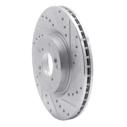 Alternative view of R1 Concepts for 06-15 Honda Civic Si Front Right Drilled & Slotted Silver Brake Rotor