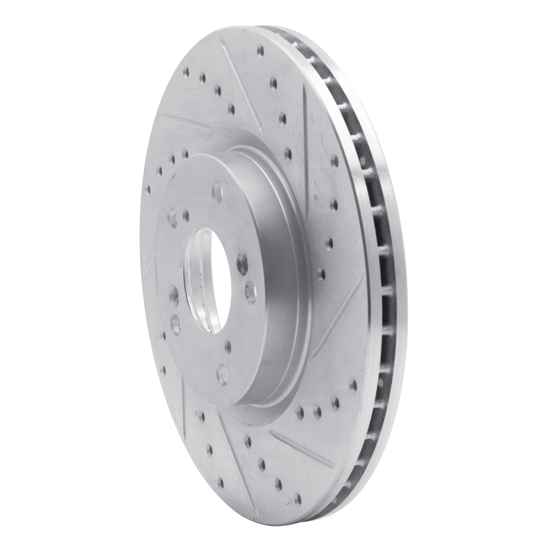 R1 Concepts for 06-15 Honda Civic Si Front Right Drilled & Slotted Silver Brake Rotor - Image 2