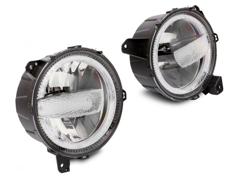 Raxiom for 2018-2023 Jeep Wrangler JL Axial Series 9-In LED Headlights- Black Housing (Clear Lens) - Image 2