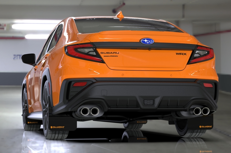 Rally Armor 22-26 Subaru WRX Black UR Mud Flap Altered Font Orange Logo - Image 2
