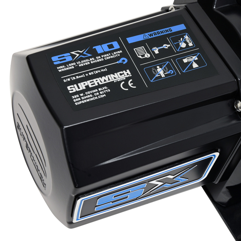 Superwinch 10000 LBS 12V DC 3/8in x 80ft Synthetic Rope SX10SR Winch - Semi Gloss Black - Image 7
