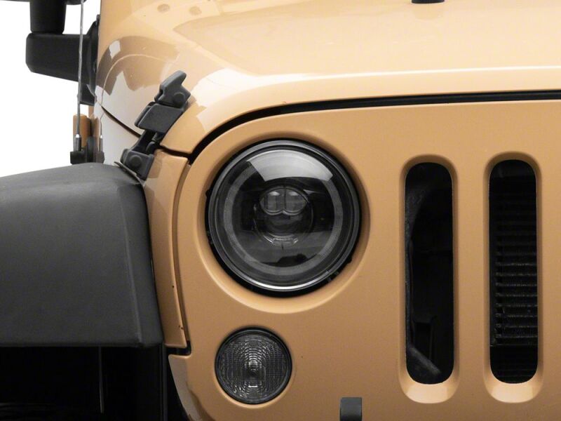 Raxiom for 2007-2018 Jeep Wrangler JK 7-Inch V2 Dragon Eye LED Headlights- Black Housing- Clear Lens - Image 8