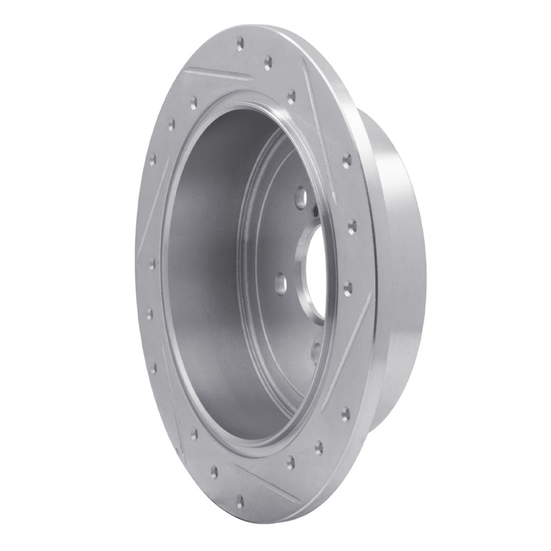 R1 Concepts for 08-15 Subaru Impreza Rear Left Drilled & Slotted Silver Brake Rotor - Image 4