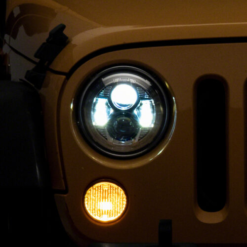 Raxiom for 2007-2018 Jeep Wrangler JK 7-In LED Headlights- Chrome Housing (Clear Lens)