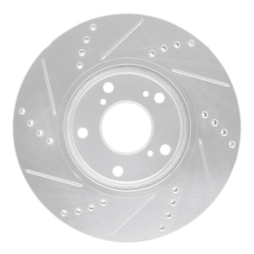 R1 Concepts for 16-25 Honda Civic Hatchback Front Right Drilled & Slotted Silver Brake Rotor - Image 5