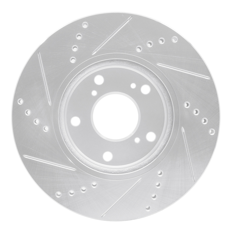 R1 Concepts for 16-25 Honda Civic Hatchback Front Right Drilled & Slotted Silver Brake Rotor - Image 5