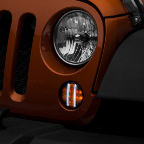 Raxiom for 2007-2018 Jeep Wrangler JK Axial Series LED Front Turn Signals (Smoked) - Image 3