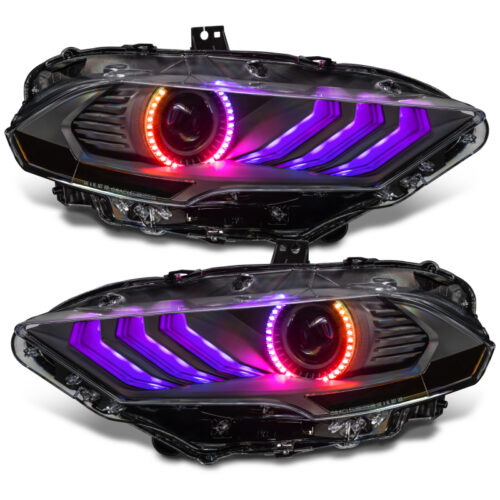 Oracle Lighting 18-23 Ford Mustang Dynamic ColorSHIFT LED Headlights - Black Series - Image 7