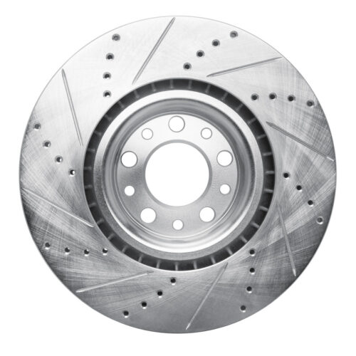 R1 Concepts for 2017-2025 Alfa Romeo Giulia Front Right Drilled & Slotted Silver Brake Rotor - Image 5