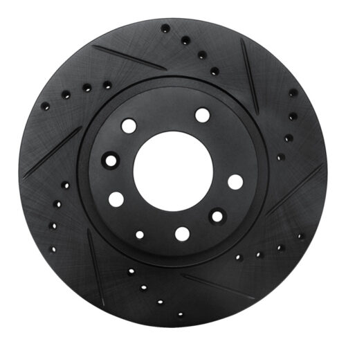 R1 Concepts for 06-15 Mazda MX-5 Miata Front Right Drilled & Slotted Black Brake Rotor
