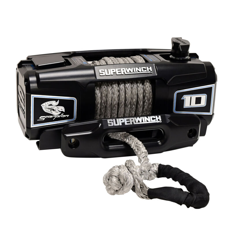 Superwinch 10000 LBS 12V DC 3/8in x 54ft Synthetic Rope Scorpion 10000SR Winch - Black Powdercoat - Image 3