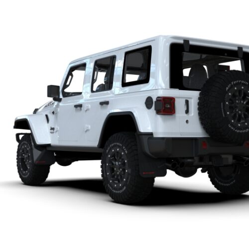 Rally Armor 2018+ Jeep Wrangler Rubicon JL Black UR Mud Flap w/ Red Logo - Image 3