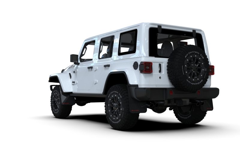 Rally Armor 2018+ Jeep Wrangler Rubicon JL Black UR Mud Flap w/ Red Logo - Image 3