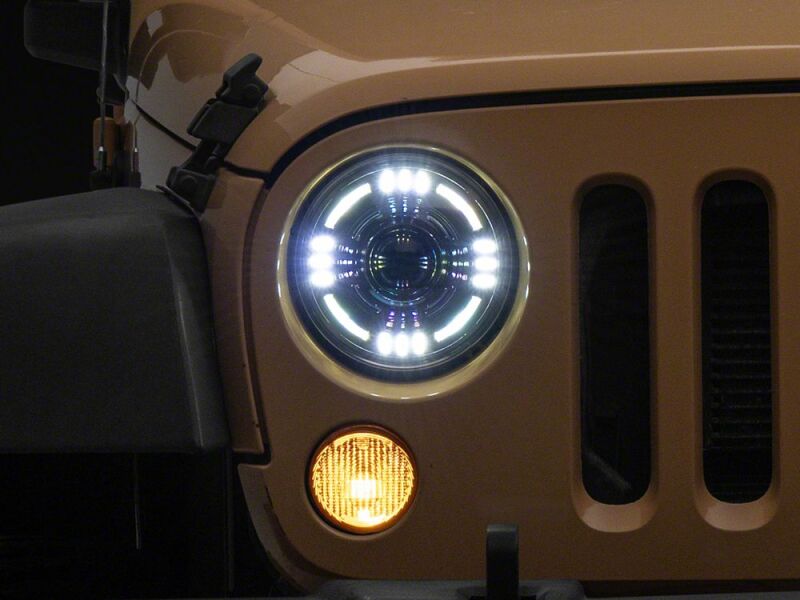 Raxiom for 2007-2018 Jeep Wrangler JK Axial Series Quatro LED Headlights- Black Housing- Clear Lens - Image 2